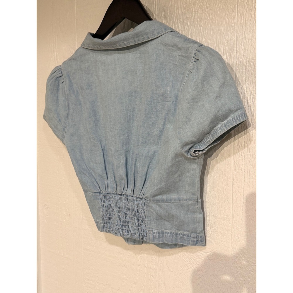 Easy does it crop cotton button up NWOT ice crush *top only - Picture 3 of 7